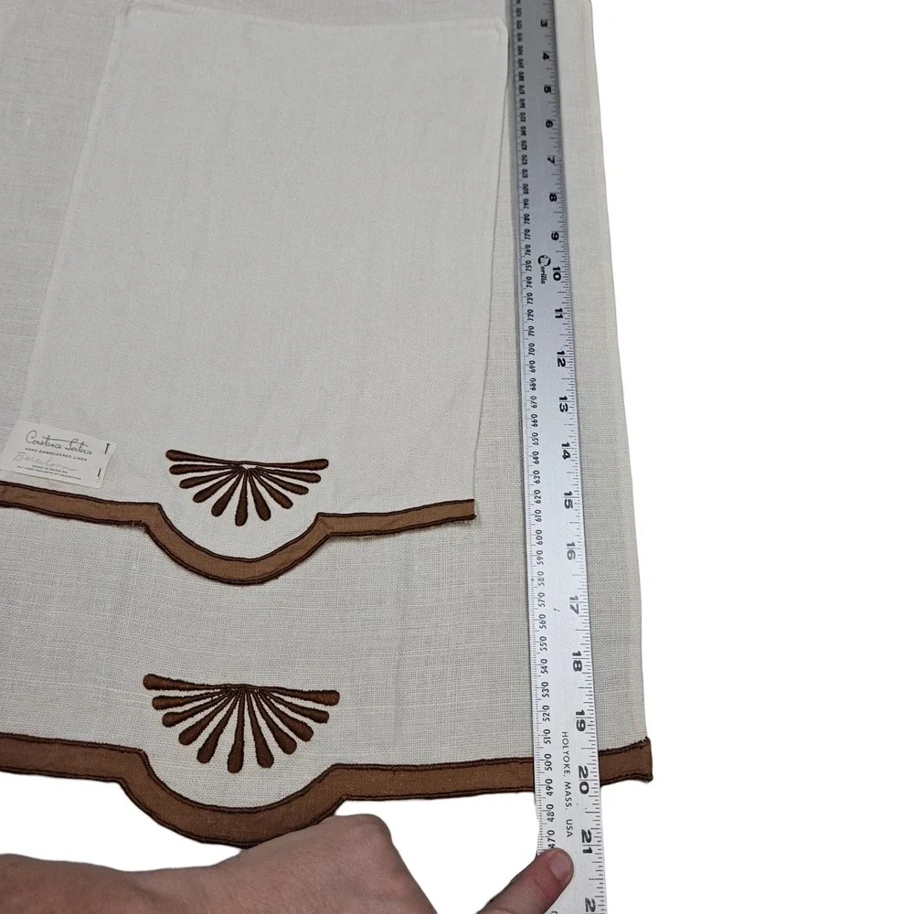 Constance Leitering MCM Linen Dish Towel Set Hand Embroidered Barcelona 70s 60s‎